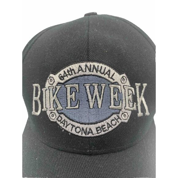 Super Wear USA Black 64th Annual Bike Week Daytona Hook Loop Strap back Hat - Picture 2 of 7